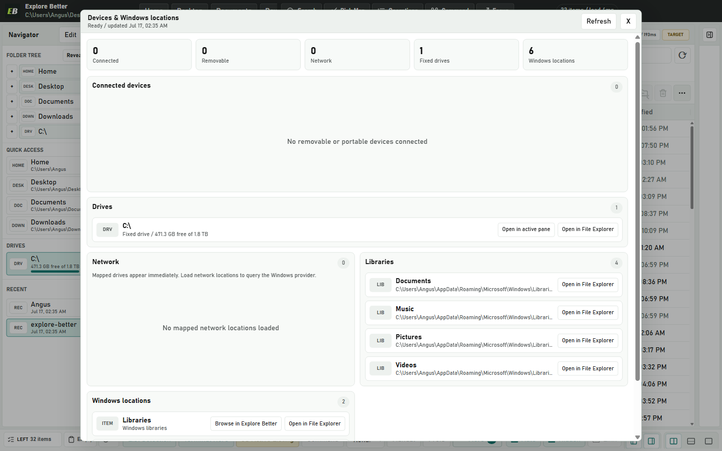 Explore Better Devices and Windows locations dashboard