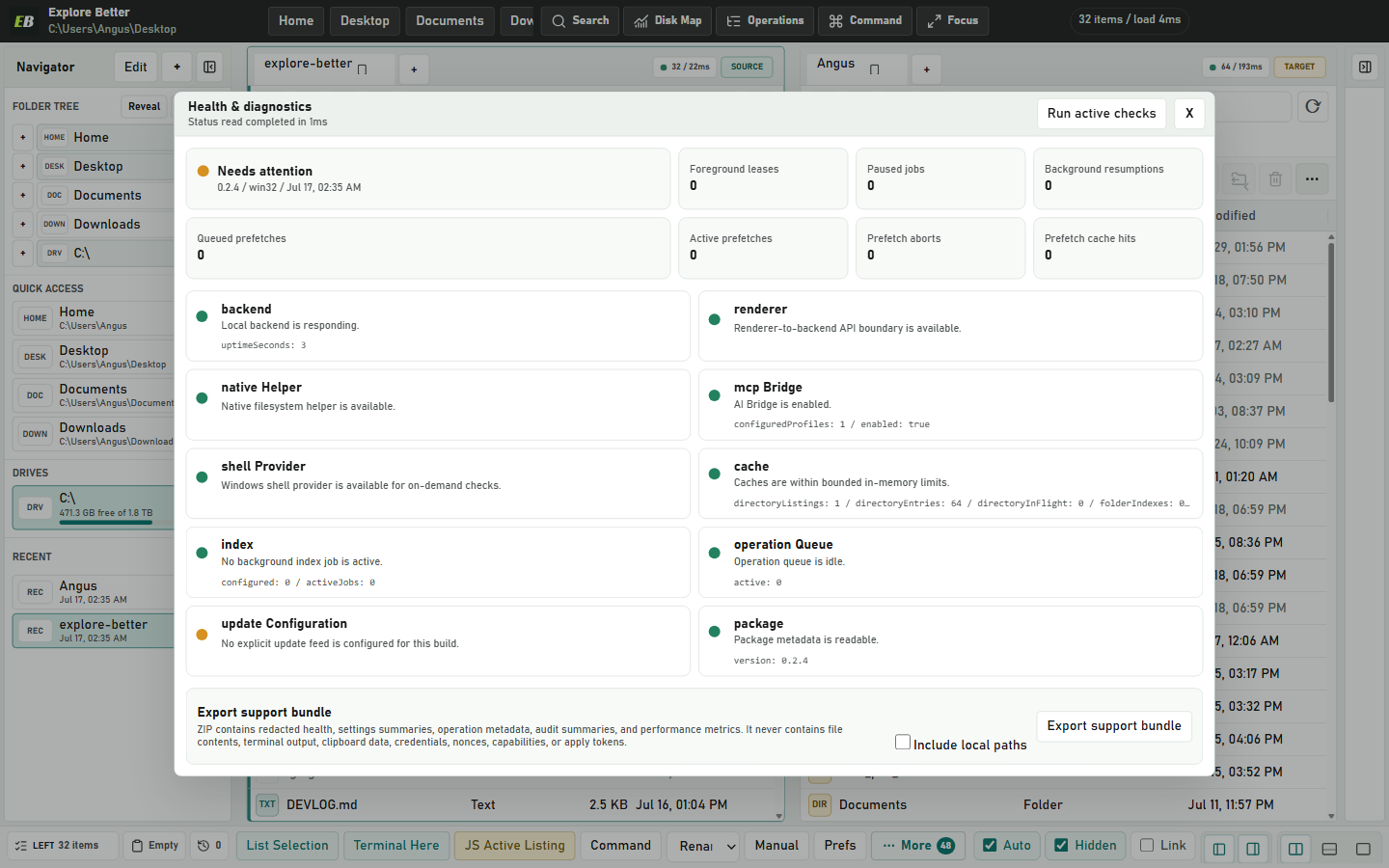Explore Better Health and diagnostics dashboard